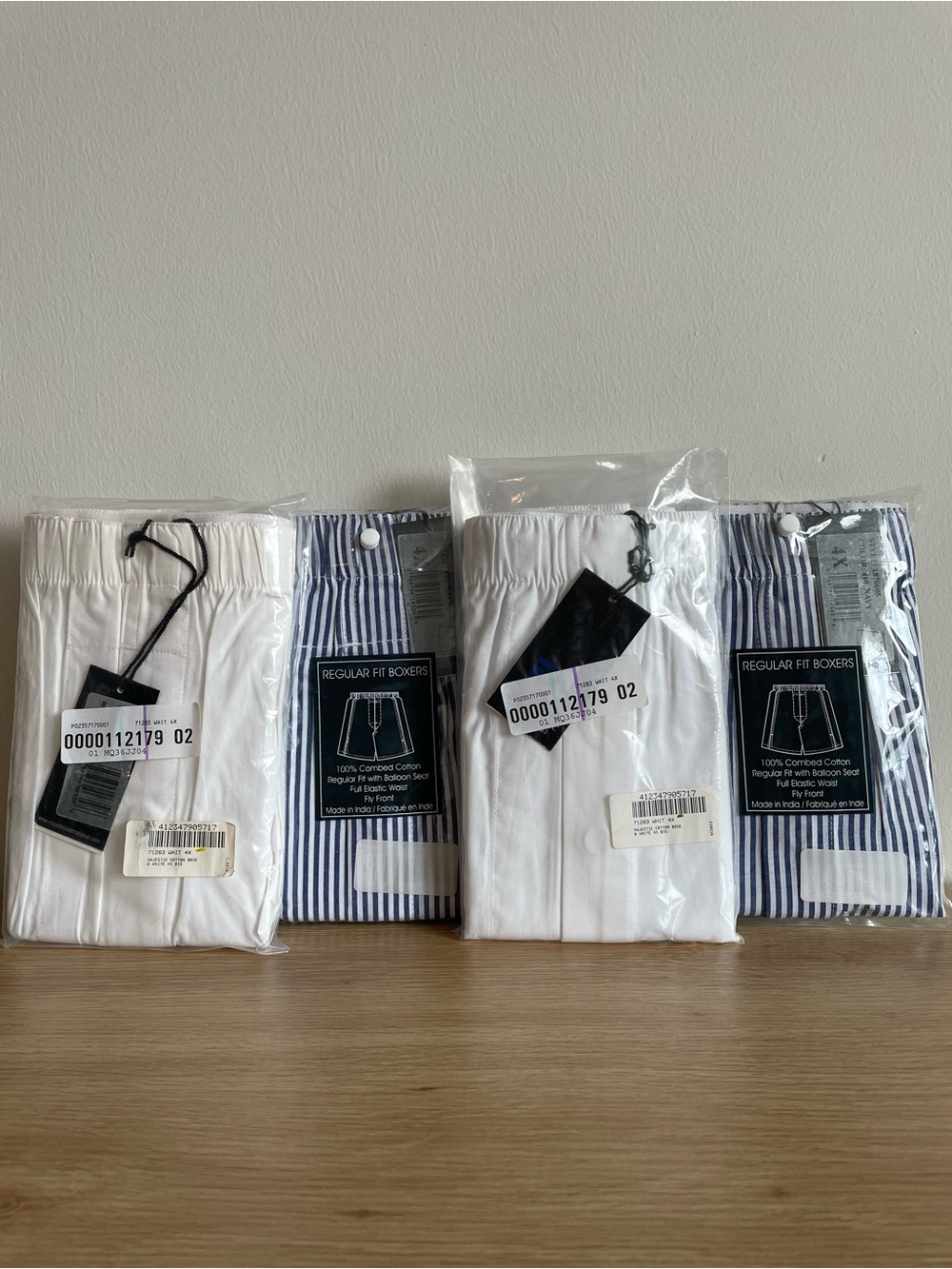 Majestic International 100% cotton boxer shorts elastic waist fly front 4X (4)